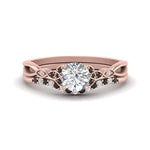 Load image into Gallery viewer, celtic-knot-split-round-cut-black-diamond-engagement-ring-in-rose-gold-FD9609ROGBLACK-NL-RG
