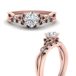 Load image into Gallery viewer, celtic-knot-split-round-cut-black-diamond-engagement-ring-in-rose-gold-FD9609ROGBLACK-NL-RG
