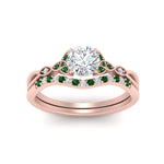 Load image into Gallery viewer, celtic-knot-split-round-cut-emerald-engagement-ring-in-rose-gold-FD9609ROGEMGR-NL-RG
