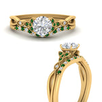 Load image into Gallery viewer, celtic-knot-split-round-cut-emerald-engagement-ring-in-yellow-gold-FD9609ROGEMGR-NL-YG
