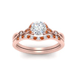 Load image into Gallery viewer, celtic-knot-split-round-cut-orange-sapphire-engagement-ring-in-rose-gold-FD9609ROGSAOR-NL-RG
