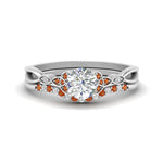 Load image into Gallery viewer, celtic-knot-split-round-cut-orange-sapphire-engagement-ring-in-white-gold-FD9609ROGSAOR-NL-WG
