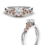 Load image into Gallery viewer, celtic-knot-split-round-cut-orange-sapphire-engagement-ring-in-white-gold-FD9609ROGSAOR-NL-WG
