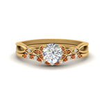 Load image into Gallery viewer, celtic-knot-split-round-cut-orange-sapphire-engagement-ring-in-yellow-gold-FD9609ROGSAOR-NL-YG
