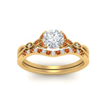 Load image into Gallery viewer, celtic-knot-split-round-cut-orange-sapphire-engagement-ring-in-yellow-gold-FD9609ROGSAOR-NL-YG
