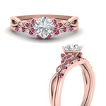 Load image into Gallery viewer, celtic-knot-split-round-cut-pink-sapphire-engagement-ring-in-rose-gold-FD9609ROGSADRPI-NL-RG
