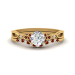 Load image into Gallery viewer, celtic-knot-split-round-cut-ruby-engagement-ring-in-yellow-gold-FD9609ROGRUDR-NL-YG
