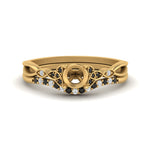 Load image into Gallery viewer, celtic-knot-split-semi-mount-black-diamond-engagement-ring-in-yellow-gold-FD9609SMGBLACK-NL-YG