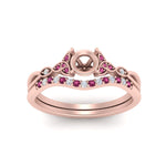 Load image into Gallery viewer, celtic-knot-split-semi-mount-pink-sapphire-engagement-ring-in-rose-gold-FD9609SMGSADRPI-NL-RG
