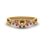 Load image into Gallery viewer, celtic-knot-split-semi-mount-pink-sapphire-engagement-ring-in-yellow-gold-FD9609SMGSADRPI-NL-YG