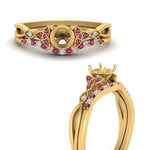 Load image into Gallery viewer, celtic-knot-split-semi-mount-pink-sapphire-engagement-ring-in-yellow-gold-FD9609SMGSADRPI-NL-YG