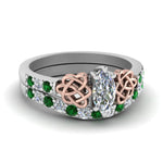 Load image into Gallery viewer, celtic-marquise-cut-diamond-wedding-ring-set-with-emerald-in-white-gold-FDENS2255B1MQGEMGR-NL-WG_e9701cdb-01f2-42b7-a515-b166c9529f51?v=1757056990
