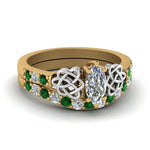 Load image into Gallery viewer, celtic-marquise-cut-diamond-wedding-ring-set-with-emerald-in-yellow-gold-FDENS2255B1MQGEMGR-NL-YG_dee3e934-851c-40fe-ae9d-03d7b9fb127b?v=1757056989
