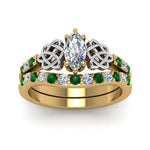 Load image into Gallery viewer, celtic-marquise-cut-diamond-wedding-ring-set-with-emerald-in-yellow-gold-FDENS2255B1MQGEMGRANGLE5-NL-YG_f346b10e-17f7-4fb4-a2de-ae70db356292?v=1757056989
