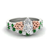 Load image into Gallery viewer, celtic-marquise-cut-emerald-wedding-ring-set-in-white-gold-fdens2255mqgemgrsleep-nl-wg-ws1.jpg