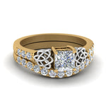 Load image into Gallery viewer, celtic-princess-cut-diamond-wedding-ring-set-in-yellow-gold-FDENS2255B1PR-NL-YG?v=1757056921

