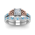 Load image into Gallery viewer, celtic-princess-cut-diamond-wedding-ring-set-with-blue-topaz-in-white-gold-FDENS2255B1PRGICBLTOANGLE5-NL-WG?v=1757056924
