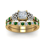 Load image into Gallery viewer, celtic-princess-cut-diamond-wedding-ring-set-with-emerald-in-yellow-gold-FDENS2255B1PRGEMGRANGLE5-NL-YG_e0735e01-11ad-47e9-8838-38a1732bee7c?v=1757057000
