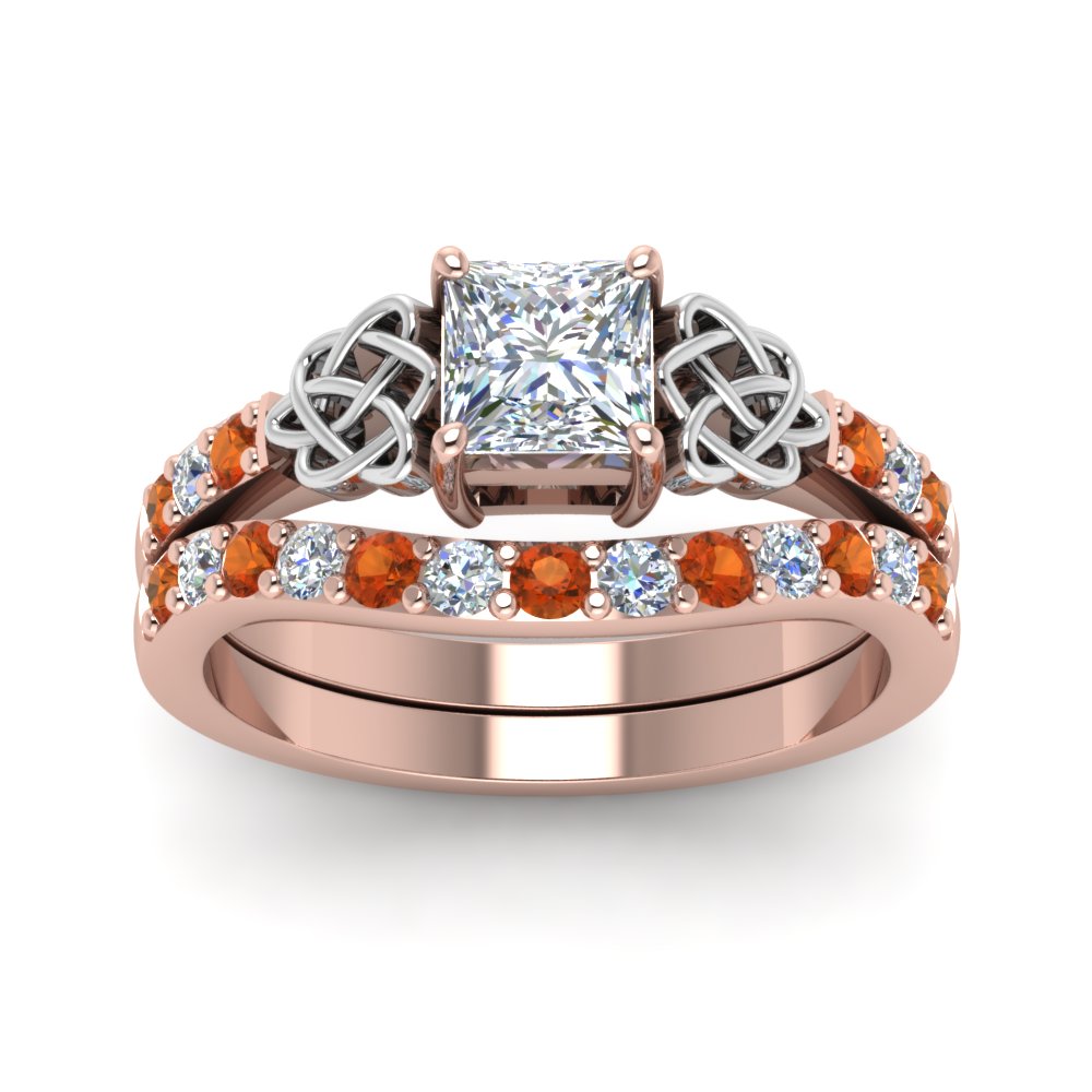 celtic-princess-cut-diamond-wedding-ring-set-with-orange-sapphire-in-rose-gold-FDENS2255B1PRGSAORANGLE5-NL-RG?v=1757056922