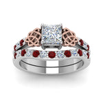 Load image into Gallery viewer, celtic-princess-cut-diamond-wedding-ring-set-with-ruby-in-white-gold-FDENS2255B1PRGRUDRANGLE5-NL-WG?v=1757056921
