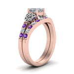 Load image into Gallery viewer, celtic-princess-cut-diamond-wedding-ring-set-with-violet-topaz-in-rose-gold-FDENS2255B1PRGVITOANGLE2-NL-RG_a3e0a8b0-f307-4cee-8a02-9cc626f87786?v=1757057000
