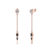 Load image into Gallery viewer, chain-drop-dangle-earring-with-black-diamond-in-rose-gold-FDEAR8456GBLACKANGLE1-NL-RG