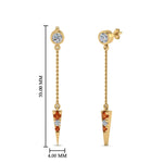 Load image into Gallery viewer, chain-drop-diamond-dangle-earring-with-orange-sapphire-in-yellow-gold-FDEAR8456GSAORANGLE1-NL-YG
