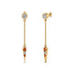 Load image into Gallery viewer, chain-drop-diamond-dangle-earring-with-orange-sapphire-in-yellow-gold-FDEAR8456GSAORANGLE1-NL-YG