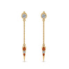 Load image into Gallery viewer, chain-drop-diamond-dangle-earring-with-orange-sapphire-in-yellow-gold-FDEAR8456GSAORANGLE1-NL-YG