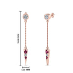 Load image into Gallery viewer, chain-drop-diamond-dangle-earring-with-pink-sapphire-in-rose-gold-FDEAR8456GSADRPIANGLE1-NL-RG

