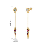 Load image into Gallery viewer, chain-drop-diamond-dangle-earring-with-pink-sapphire-in-yellow-gold-FDEAR8456GSADRPIANGLE1-NL-YG

