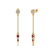 Load image into Gallery viewer, chain-drop-diamond-dangle-earring-with-pink-sapphire-in-yellow-gold-FDEAR8456GSADRPIANGLE1-NL-YG