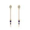 Load image into Gallery viewer, chain-drop-diamond-dangle-earring-with-sapphire-in-yellow-gold-FDEAR8456GSABLANGLE1-NL-YG