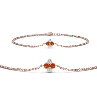 Four Stone Round Diamond Chain Bracelet