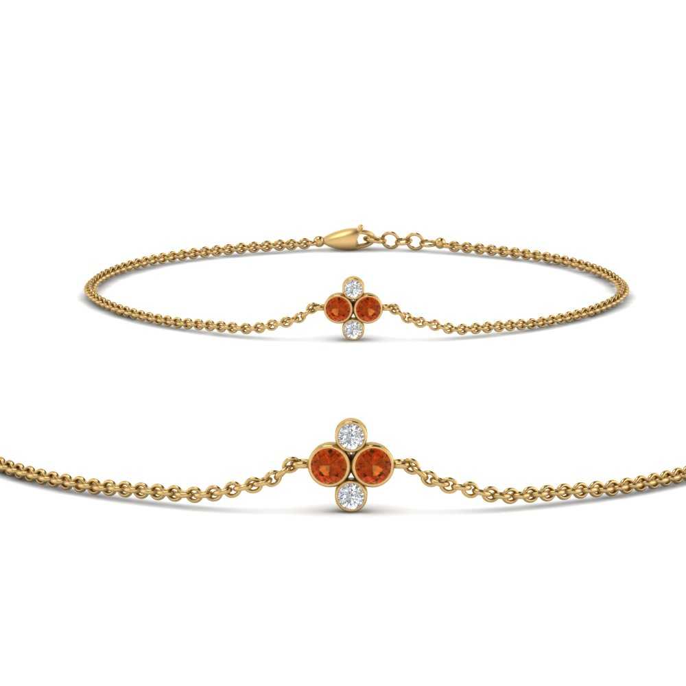 chain-four-daimond-stacking-bracelet-with-orange-sapphire-in-FDBRC9628GSAORANGLE2-NL-YG