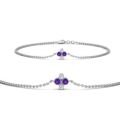 Four Stone Round Diamond Chain Bracelet
