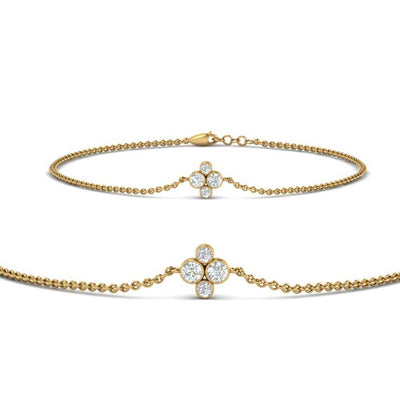 Four Stone Round Diamond Chain Bracelet