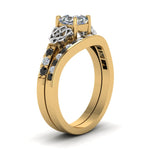 Load image into Gallery viewer, channel-band-asscher-cut-celtic-bridal-set-with-black-diamond-in-yellow-gold-FDENS2255B2ASGBLACKANGLE2-NL-YG
