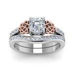 Load image into Gallery viewer, channel-band-asscher-cut-diamond-celtic-bridal-set-in-white-gold-FDENS2255B2ASANGLE5-NL-WG
