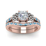 Load image into Gallery viewer, channel-band-asscher-cut-diamond-celtic-bridal-set-with-blue-topaz-in-rose-gold-FDENS2255B2ASGICBLTOANGLE5-NL-RG_e2b60743-bede-4598-8007-ea3283b183c3?v=1756980452
