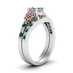 Load image into Gallery viewer, channel-band-asscher-cut-diamond-celtic-bridal-set-with-emerald-in-white-gold-FDENS2255B2ASGEMGRANGLE2-NL-WG_21ba5b77-24c7-43b9-b31c-e8e0e7b592c2?v=1756980452
