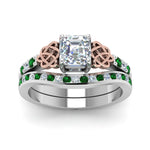 Load image into Gallery viewer, channel-band-asscher-cut-diamond-celtic-bridal-set-with-emerald-in-white-gold-FDENS2255B2ASGEMGRANGLE5-NL-WG_48ff8111-1bc4-442d-b43d-ec818e2ebf73?v=1756980452
