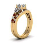 Load image into Gallery viewer, channel-band-asscher-cut-diamond-celtic-bridal-set-with-ruby-in-yellow-gold-FDENS2255B2ASGRUDRANGLE2-NL-YG_dc962b4b-3eae-43b3-abb2-262671255a2d?v=1756980452
