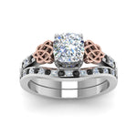 Load image into Gallery viewer, channel-band-cushion-cut-celtic-bridal-set-with-black-diamond-in-white-gold-FDENS2255B2CUGBLACKANGLE5-NL-WG_a45ae6e0-bb2d-4891-be2a-210a689e591e?v=1756980463
