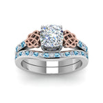Load image into Gallery viewer, channel-band-cushion-cut-diamond-celtic-bridal-set-with-blue-topaz-in-white-gold-FDENS2255B2CUGICBLTOANGLE5-NL-WG_aa97fdcf-e642-404b-843b-b3edd2db1536?v=1756980463

