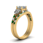 Load image into Gallery viewer, channel-band-cushion-cut-diamond-celtic-bridal-set-with-emerald-in-yellow-gold-FDENS2255B2CUGEMGRANGLE2-NL-YG_446cc9ef-4eb2-4bc5-ae9c-8e5ea8679f46?v=1756980463
