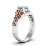 Load image into Gallery viewer, channel-band-cushion-cut-diamond-celtic-bridal-set-with-orange-sapphire-in-white-gold-FDENS2255B2CUGSAORANGLE2-NL-WG_e006c9a5-abb1-4f88-8abd-ecbd6af7c9a4?v=1756980463
