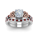 Load image into Gallery viewer, channel-band-cushion-cut-diamond-celtic-bridal-set-with-ruby-in-white-gold-FDENS2255B2CUGRUDRANGLE5-NL-WG_c0874c7a-80ca-444e-ac31-aaa4b20fc0c8?v=1756980463
