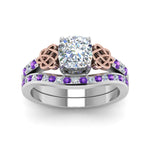 Load image into Gallery viewer, channel-band-cushion-cut-diamond-celtic-bridal-set-with-violet-topaz-in-white-gold-FDENS2255B2CUGVITOANGLE5-NL-WG_cd5dc924-f111-4553-bec4-47586717f291?v=1756980464
