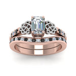 Load image into Gallery viewer, channel-band-emerald-cut-celtic-bridal-set-with-black-diamond-in-rose-gold-FDENS2255B2EMGBLACKANGLE5-NL-RG
